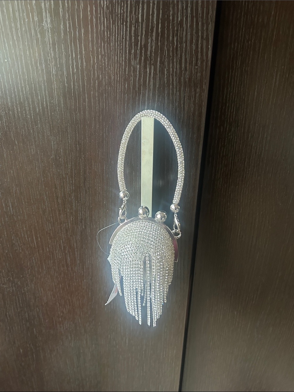 Silver Crystal Fringe Evening Bag